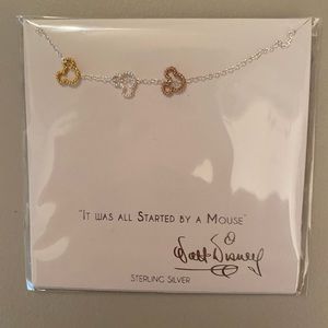 New Sterling Silver Mickey Mouse Head Disney Necklace